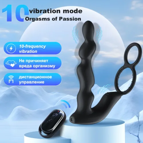 Remote-Controlled Prostate Massager with Anal Plug & Vibrating Ring – Delay Ejaculation Male Stimulator