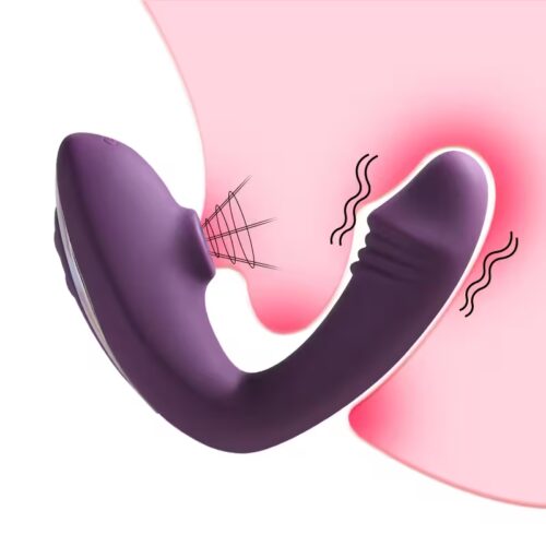 Clitoral and G-spot dual vibrator with suction and curved shaft