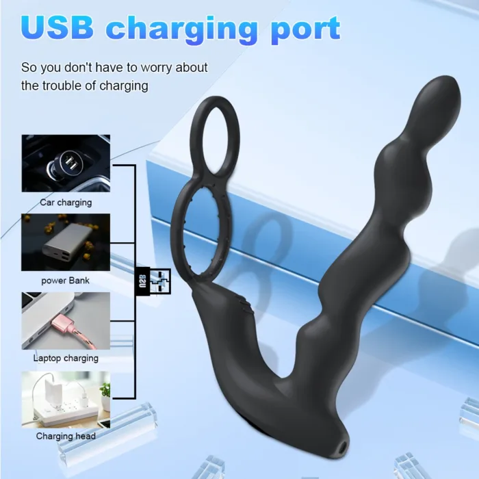 Remote-Controlled Prostate Massager with Anal Plug & Vibrating Ring – Delay Ejaculation Male Stimulator - Image 3