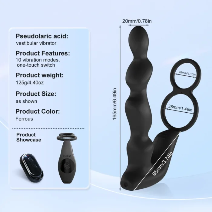 Remote-Controlled Prostate Massager with Anal Plug & Vibrating Ring – Delay Ejaculation Male Stimulator - Image 6