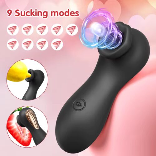 9-mode clit sucker vibrator in rose pink with silicone suction head