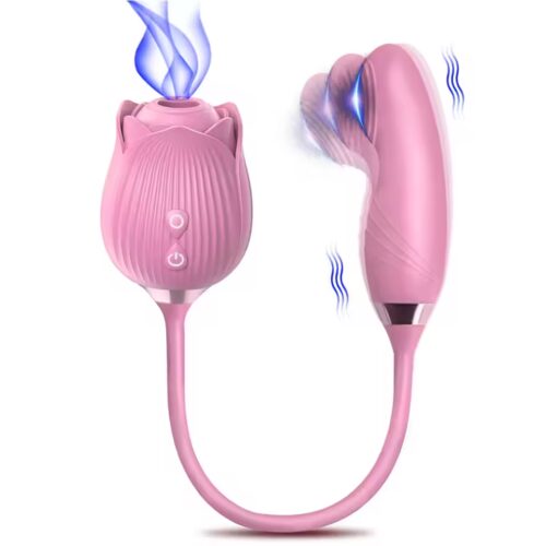 pink finger-shaped vibrator with suction head for clitoral stimulation