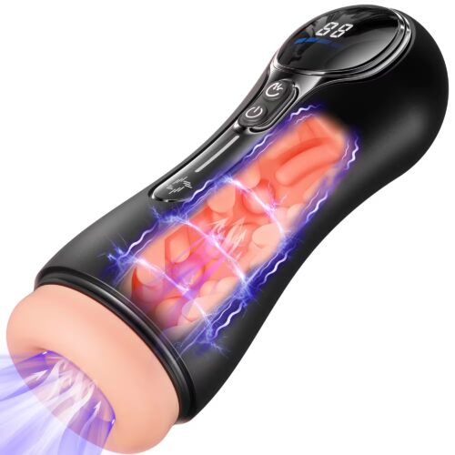 realistic vagina male masturbator with LED control and suction