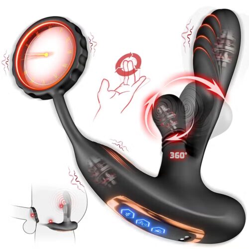 360° rotating prostate massager with cock ring for men