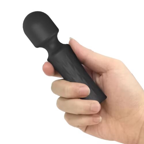 Mini Magic Wand Vibrator in pink silicone with 10 vibration settings