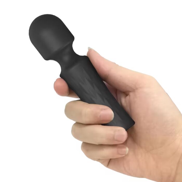 Mini Magic Wand Vibrator in pink silicone with 10 vibration settings