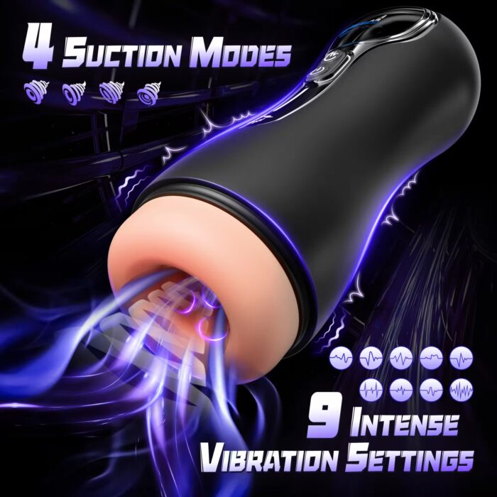 Realistic Automatic Male Masturbator – 9 Vibration Modes with LED Display & Suction Pocket Pussy - Image 2