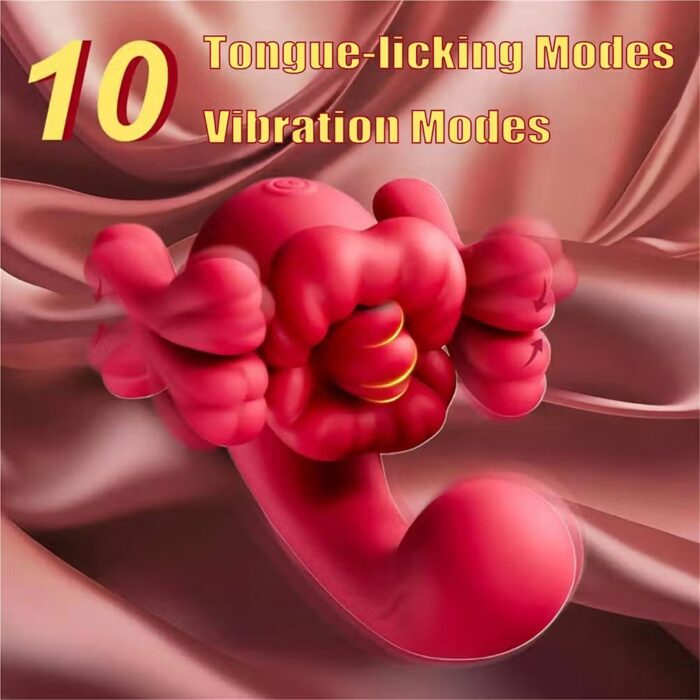 3-in-1 Tongue Licking Vibrator – Clitoral, G-Spot & Dildo Massager for Women - Image 2