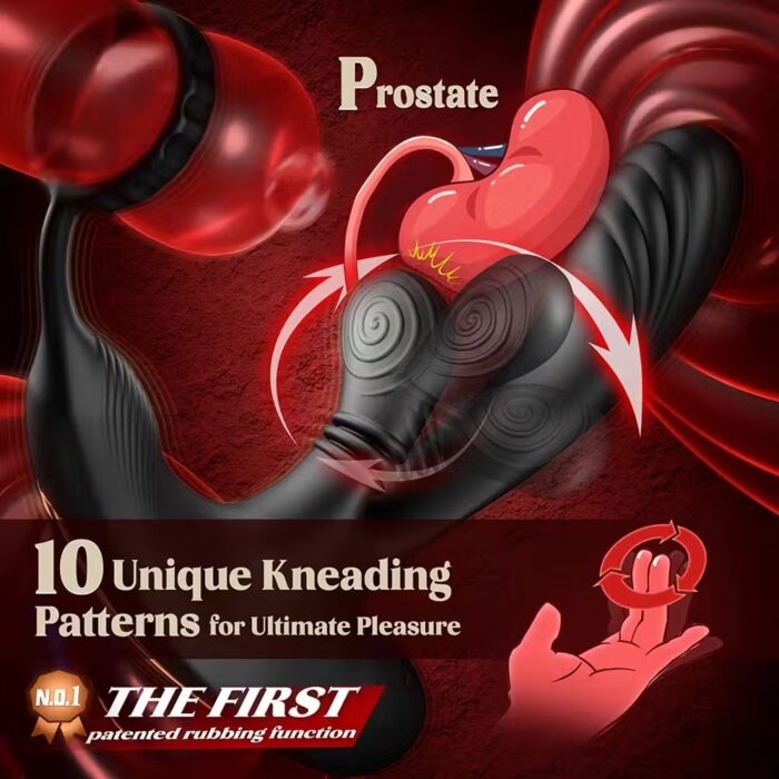 360° Rotating Prostate Massager with Cock Ring – 3-in-1 L-Shaped Anal Vibrator for Men – Image 2