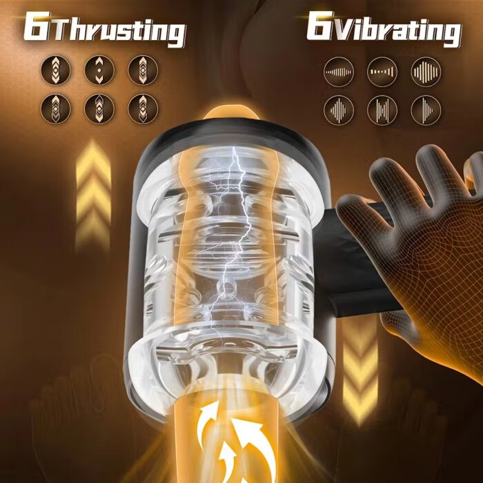 Automatic Telescopic Vibrating Handle Male Masturbator – 6 Power Modes & Thrusting Vibration Trainer – Bild 2