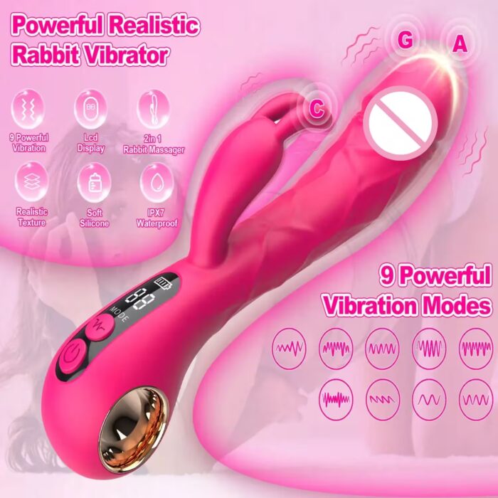 2-in-1 Rabbit Vibrator with LCD Display – G-Spot Dildo & Clit Stimulator for Women - Image 2