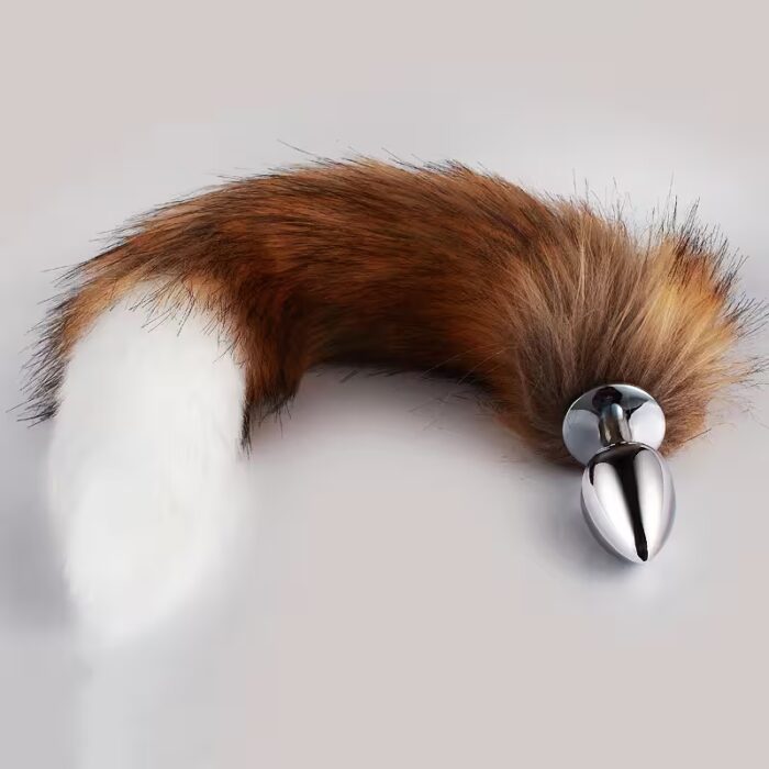 5-Size Metal Butt Plug with Fox Tail – BDSM Anal Dilator & Fetish Toy for Adults – Image 4