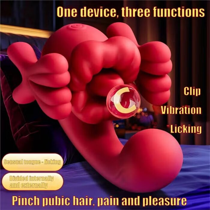 3-in-1 Tongue Licking Vibrator – Clitoral, G-Spot & Dildo Massager for Women - Image 3