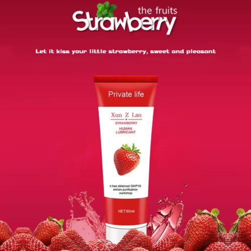 60 mL water-based fruit-flavored lubricant bottle with pump dispenser