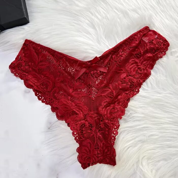 Erotic Transparent Lace Bra & Garter Lingerie Set with Thong – Sexy Hot Sleepwear – Image 3