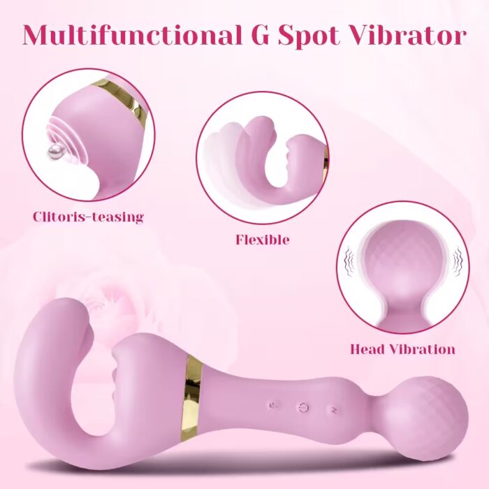 3-in-1 Rechargeable Wand Vibrator – Clitoral, G-Spot & Nipple Stimulator for Women - Image 2