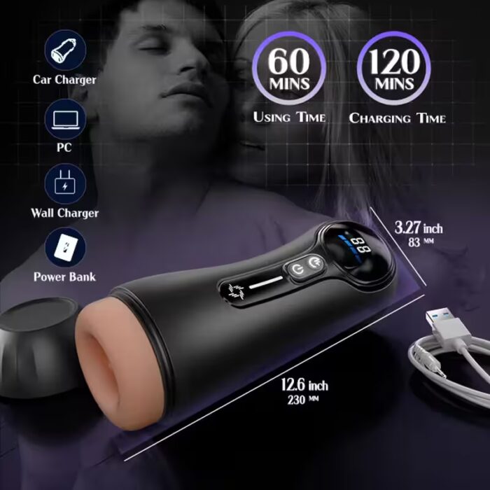Realistic Automatic Male Masturbator – 9 Vibration Modes with LED Display & Suction Pocket Pussy - Image 6