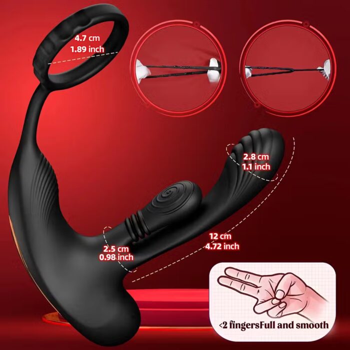 360° Rotating Prostate Massager with Cock Ring – 3-in-1 L-Shaped Anal Vibrator for Men – Image 6
