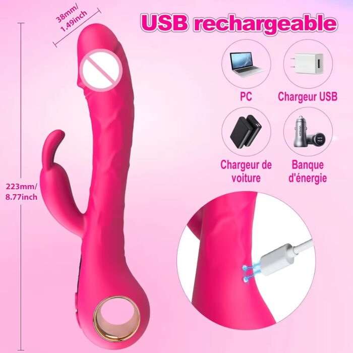 2-in-1 Rabbit Vibrator with LCD Display – G-Spot Dildo & Clit Stimulator for Women - Image 6
