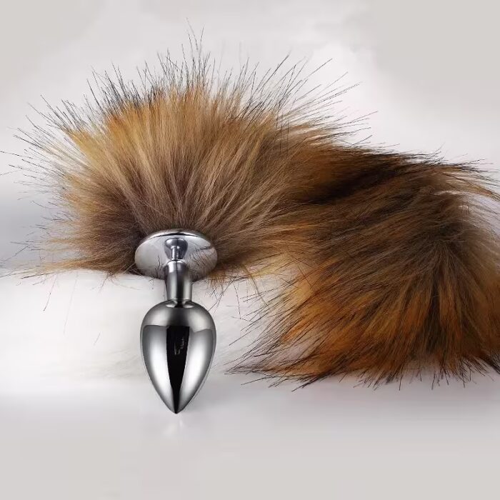 5-Size Metal Butt Plug with Fox Tail – BDSM Anal Dilator & Fetish Toy for Adults – Image 2