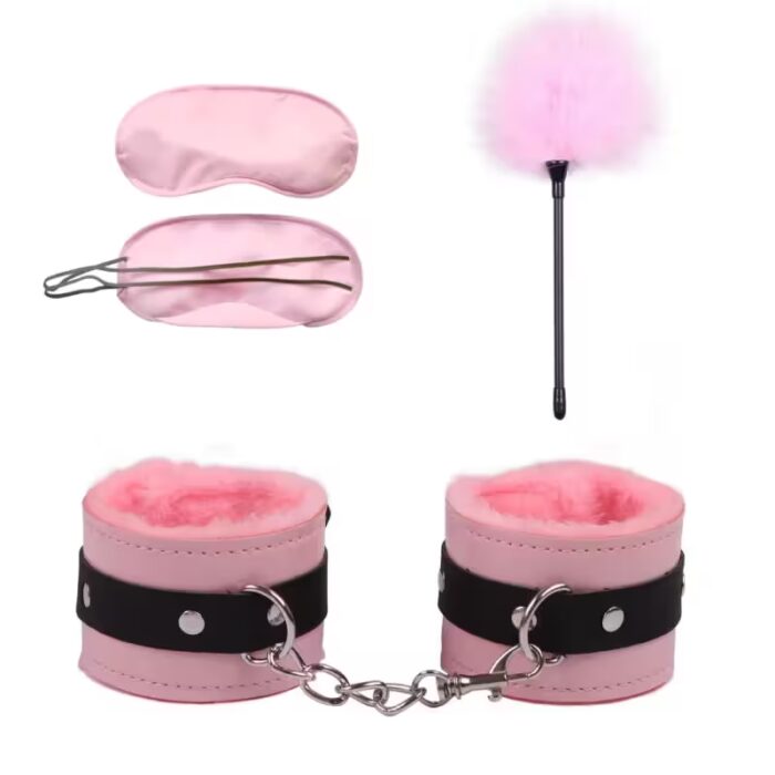 3Pcs Bondage Kit – Handcuffs & Blindfold Plush Erotic Set for Couples - Image 3