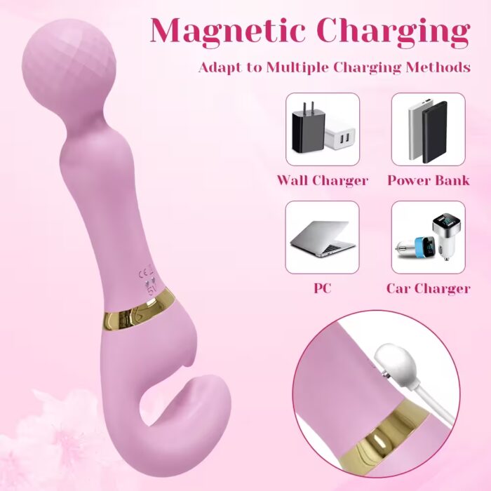 3-in-1 Rechargeable Wand Vibrator – Clitoral, G-Spot & Nipple Stimulator for Women - Image 5