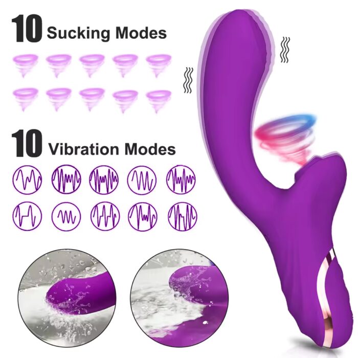20-Mode Clitoral Suction Vibrator – Powerful Air Pulse & Dildo Combo for Women - Image 2