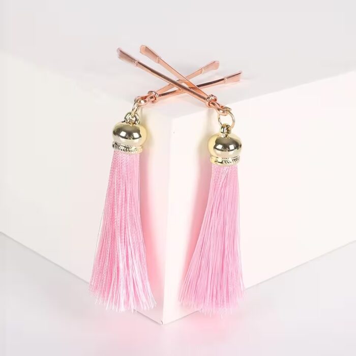4 Colors Metal Nipple Clips with Tassels – Rose Gold BDSM Clamps Set for Women – Bild 3
