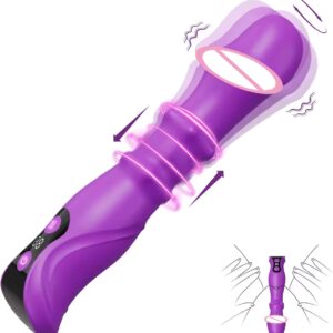 Thrusting dildo vibrator with G-spot stimulation - rechargeable sliding sex toy for women