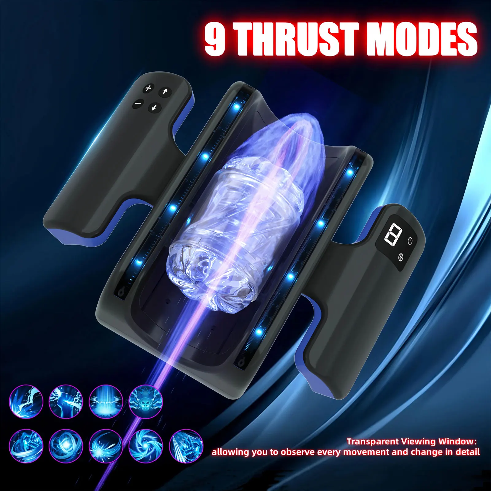 Telescopic Male Masturbator — 12cm Ultra-Long Thrusting Distance | 10 Modes | 4000 RPM One-Click Burst | Adjustable Sleeve | Phone Holder | Foldable Handles – AmourToy