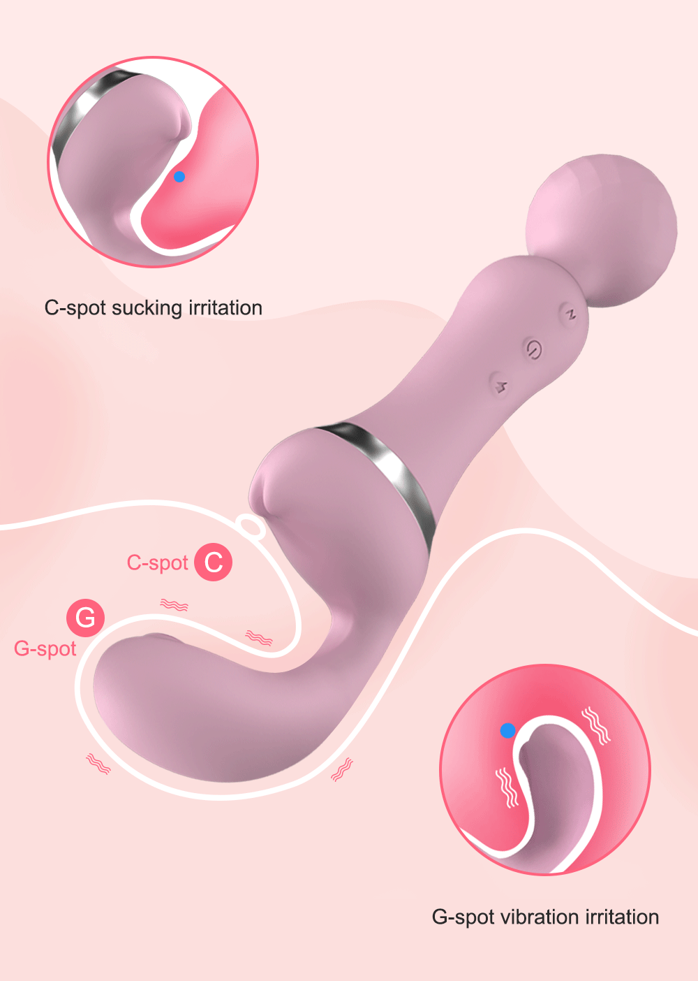 3-in-1 Magic Wand Vibrator for Women — 20-Mode AV Wand Clitoris, G-Spot & Nipple Stimulator | USB Rechargeable Waterproof Silicone Massager – AmourToy