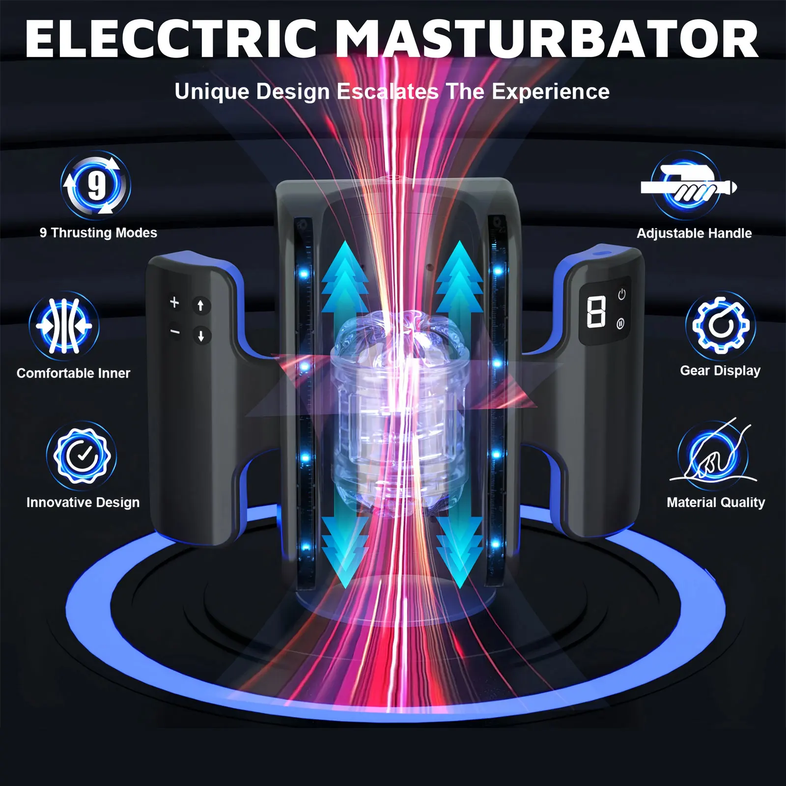 Telescopic Male Masturbator — 12cm Ultra-Long Thrusting Distance | 10 Modes | 4000 RPM One-Click Burst | Adjustable Sleeve | Phone Holder | Foldable Handles – AmourToy