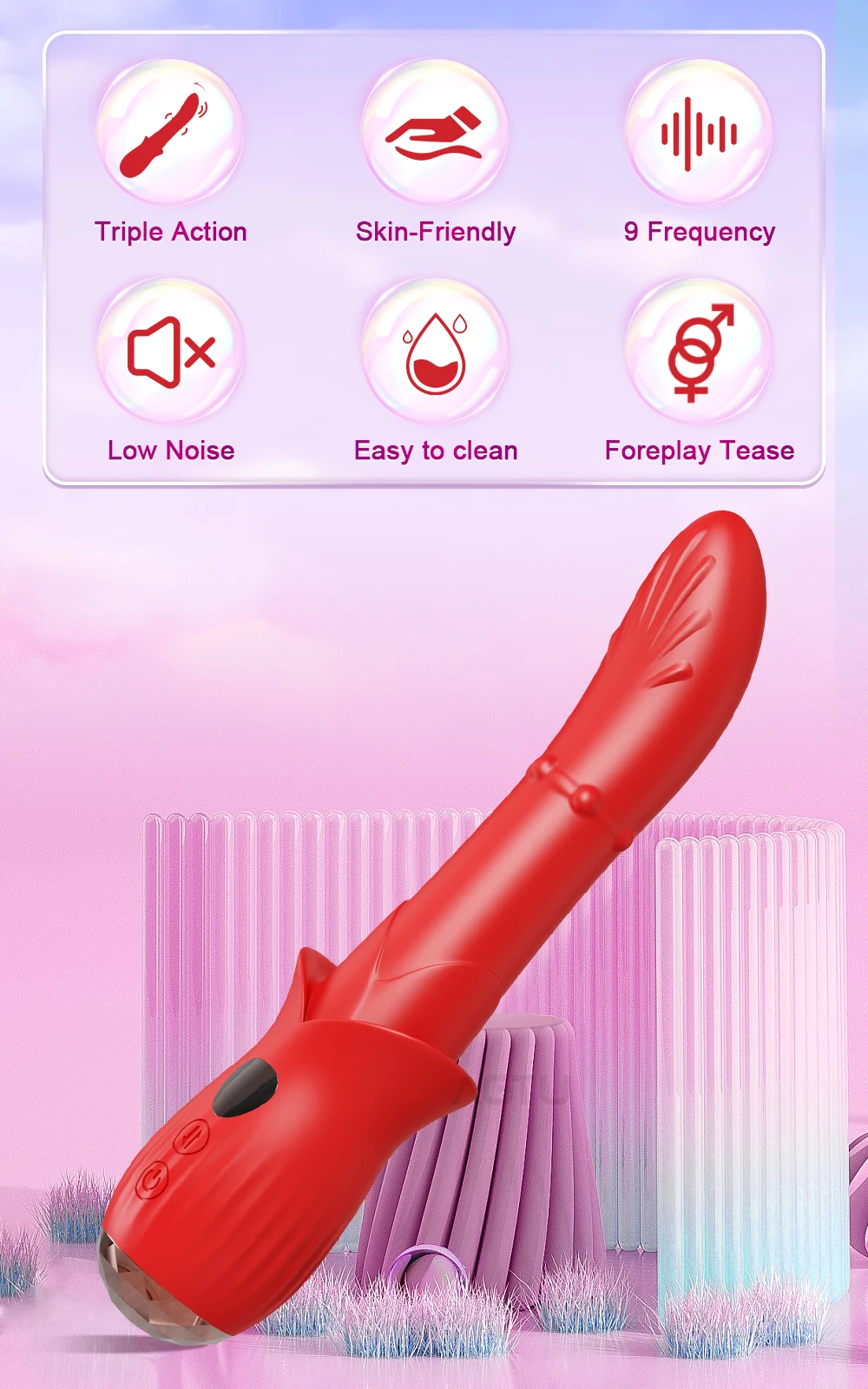 Thrusting Dildo Vibrator for Women - G Spot Vibrating Dildo with Dual Stimulation Thrusting Dildo Vibrator for Women - G Spot Vibrating Dildo with Dual Stimulation – AmourToy
