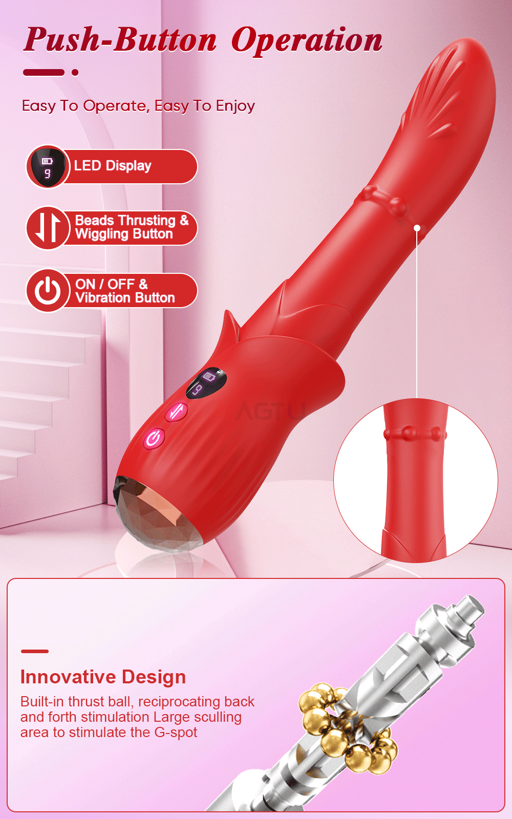 Thrusting Dildo Vibrator for Women - G Spot Vibrating Dildo with Dual Stimulation Thrusting Dildo Vibrator for Women - G Spot Vibrating Dildo with Dual Stimulation – AmourToy