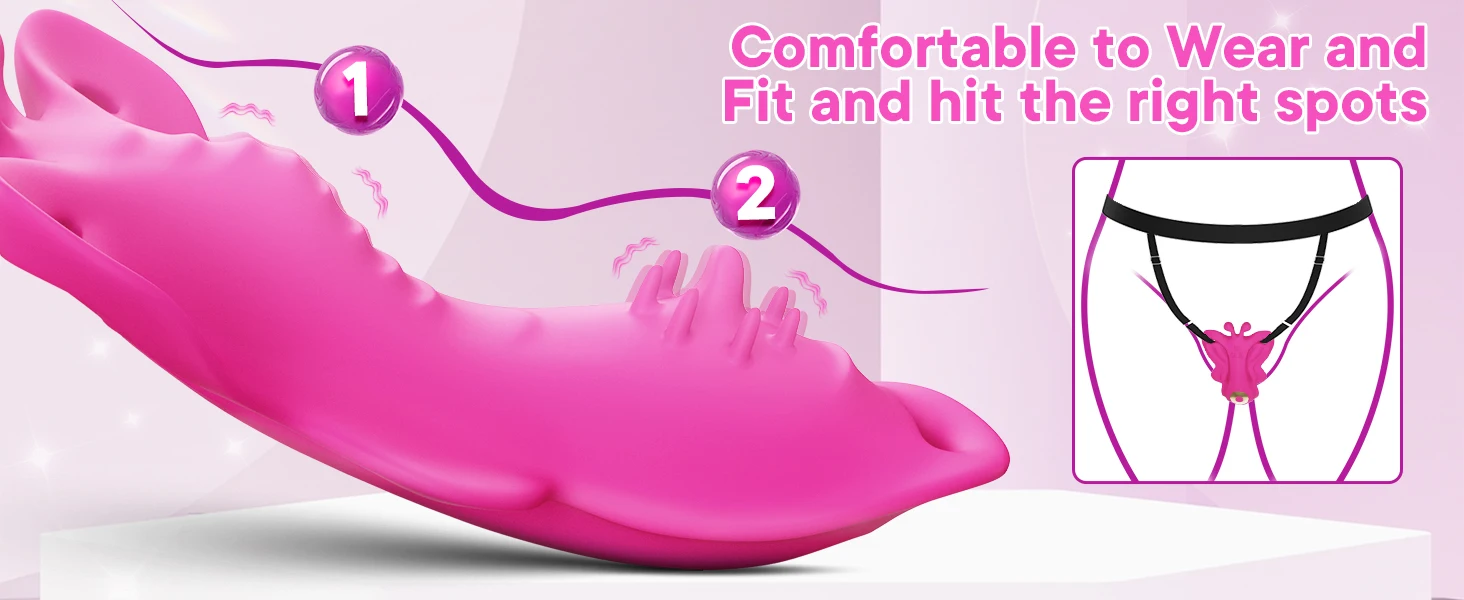 Butterfly Wearable Vibrator for Women — App Control 9+5 Modes | Adjustable Non-Slip Strap | Dual Brush Clitoral Design | 100% Waterproof | All Body Types – AmourToy