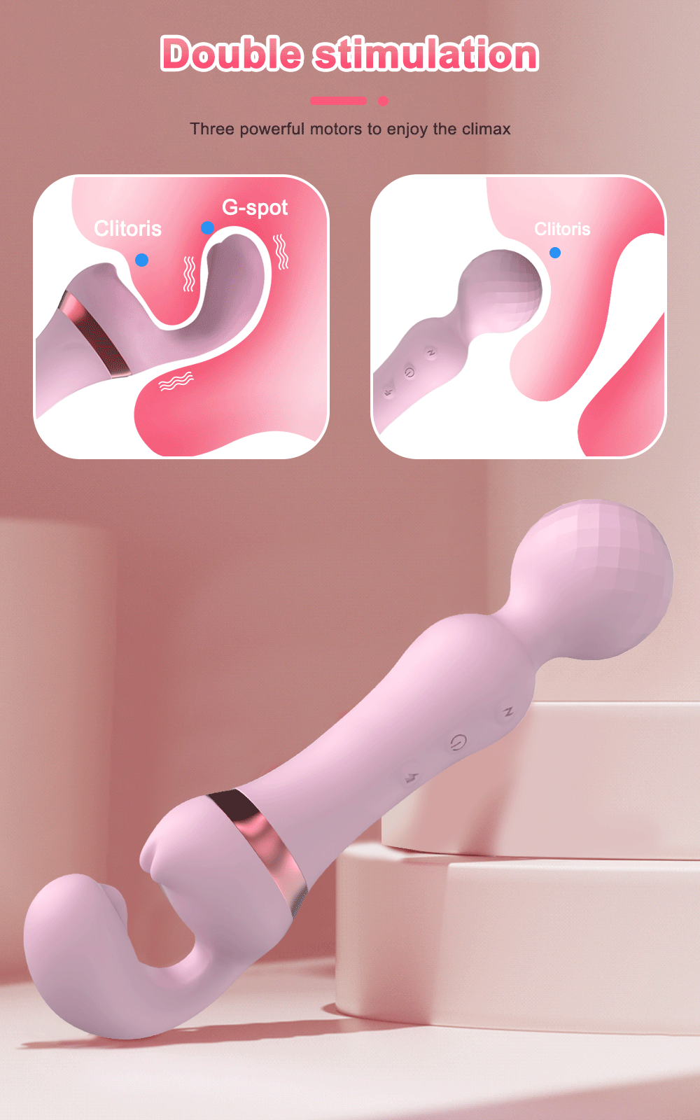 3-in-1 Magic Wand Vibrator for Women — 20-Mode AV Wand Clitoris, G-Spot & Nipple Stimulator | USB Rechargeable Waterproof Silicone Massager – AmourToy