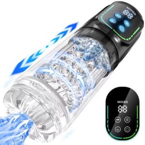 Automatic male masturbator 4-in-1 sucking thrusting rotating and vibrating LCD display men