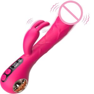 2-in-1 rabbit vibrator with LCD display for women