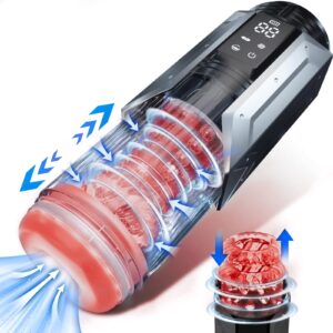 Rotating tongue masturbator 7 modes LCD display 360 licking glans crystal clear TPE sleeve