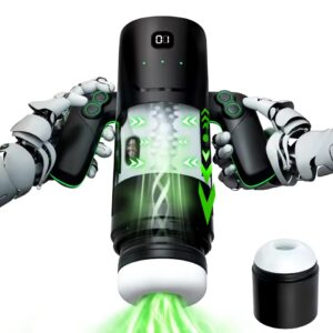 Sucking thrusting masturbator 3-in-1 with double ergonomic handle grip 10 vibration 5 suction modes
