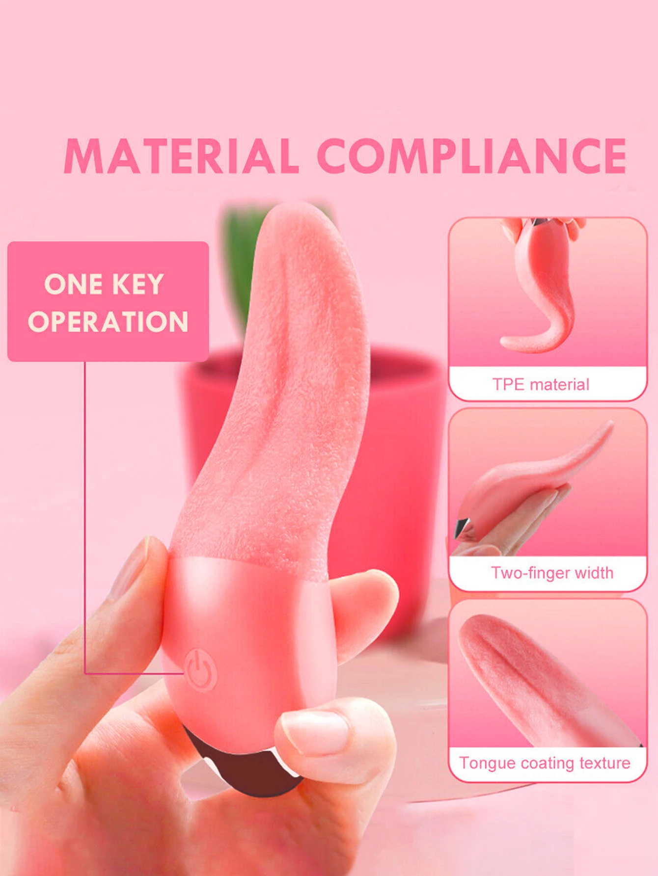 AmourToy Rose Tongue Vibrator — 10 Licking Modes, Compact – AmourToy