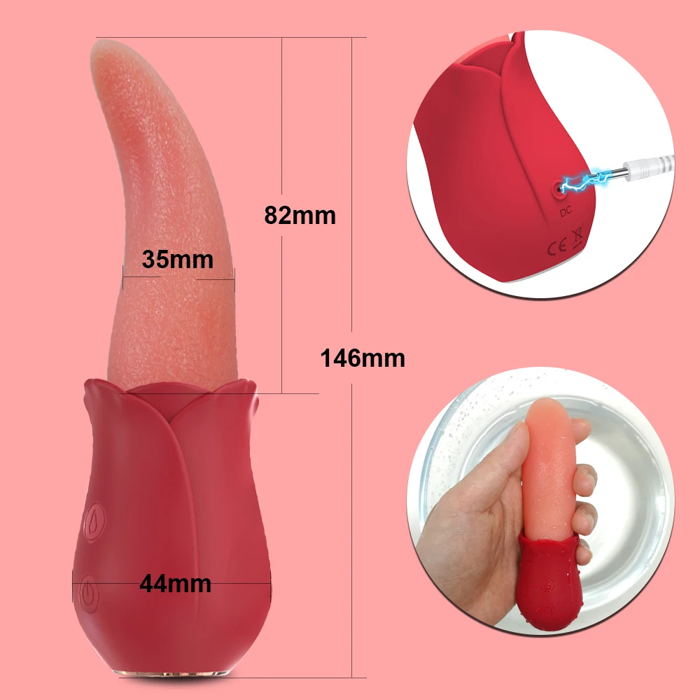 AmourToy Rose Tongue Vibrator — 10 Licking Modes, Compact – AmourToy